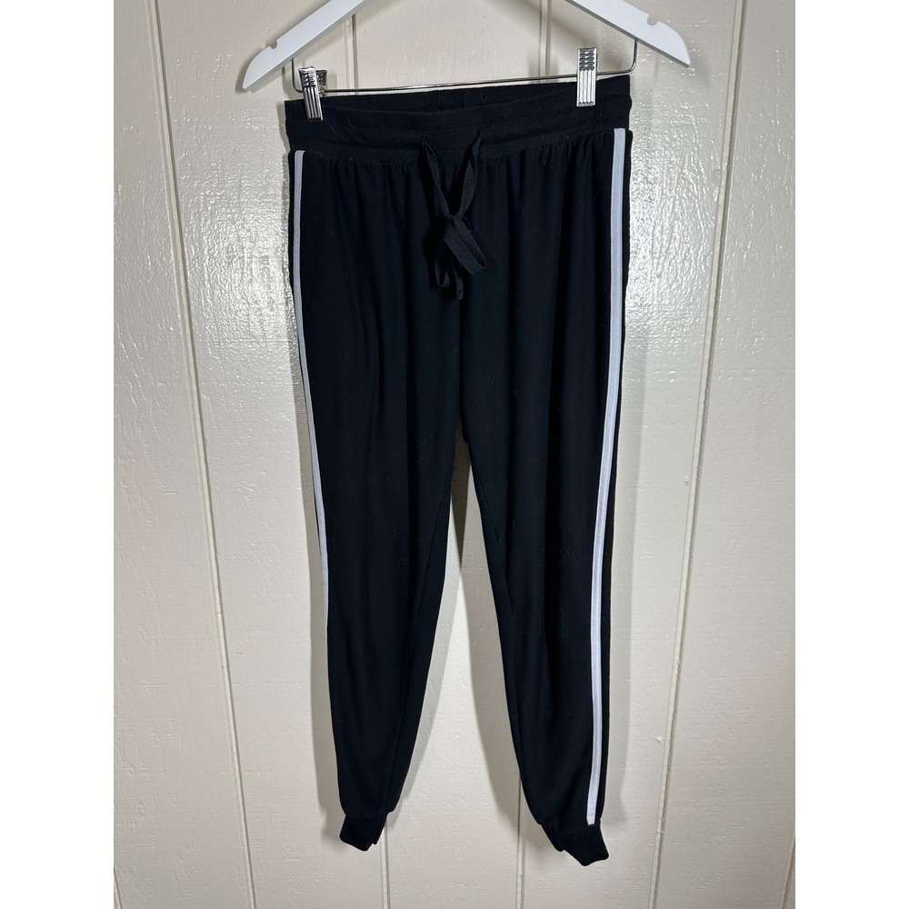 Derek Heart Joggers Women Small Black Side Stripe Athletic Lounge Pants 7732